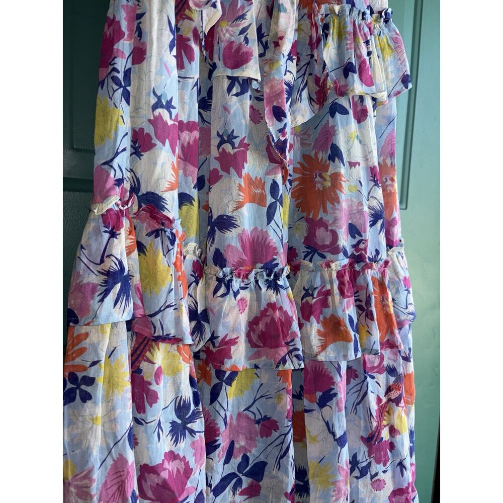 Banjanan Serafina XS Maxi Floral Ruffle Dress Fiesta Sky - Picture 9 of 11